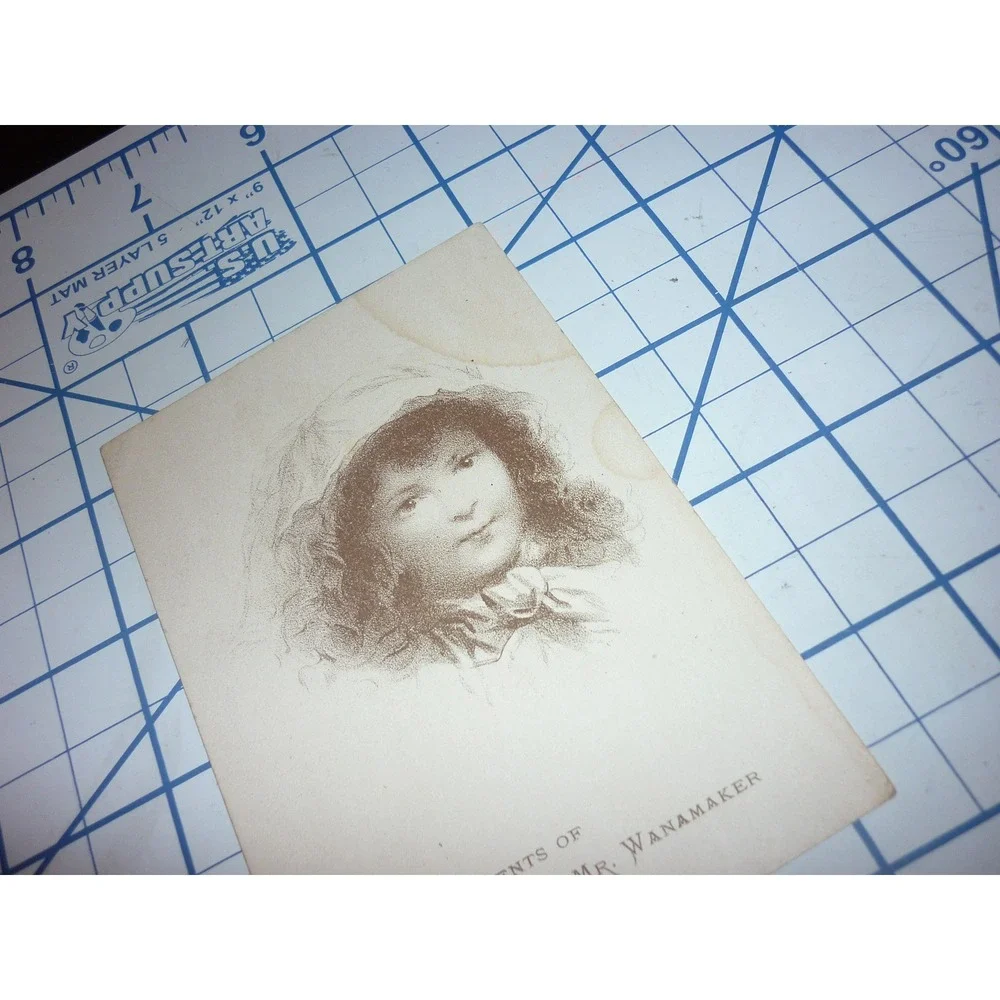Antique Victorian Trade Card Wanamaker's Grand Depot Philadelphia Sepia Girl